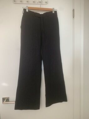 Vintage Ted Lapidus wool mid waist dark grey Wide-Leg Pants